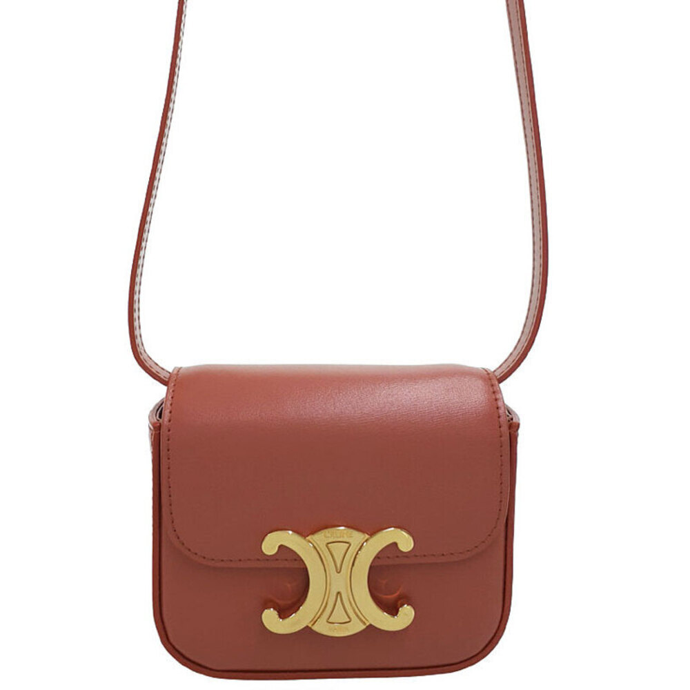 Celine Claude shoulder bag shiny calfskin terracotta brown